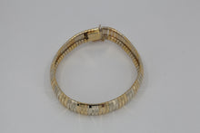 Load image into Gallery viewer, 14K Solid Yellow White Gold Two Tone Woman Soft Bangle 22.9 Grams 7 1/4&quot;
