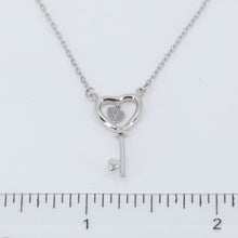 Load image into Gallery viewer, 18K Solid White Gold Round Link Chain Necklace with Key Pendant 16&quot; - 17&quot; 2.8 Grams
