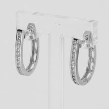 Load image into Gallery viewer, 14K Solid White Gold Diamond Hoop Earrings D0.38 CT
