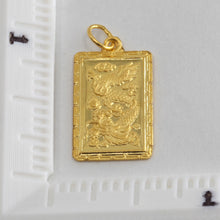 Load image into Gallery viewer, 24K Solid Yellow Gold Rectangular Zodiac Dragon Hollow Pendant 1.0 Grams
