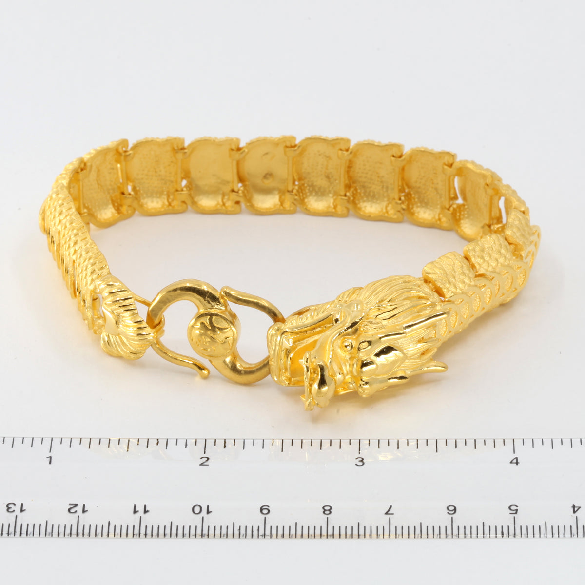 24K Solid Yellow Gold Men Dragon Bracelet 96.7 Grams – Royal