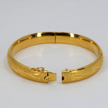 將圖片載入圖庫檢視器 24K Solid Yellow Gold Double Happiness Phoenix Dragon Bangle 20.9 Grams 9999