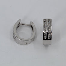 Load image into Gallery viewer, 14K Solid White Gold Diamond Hoop Earrings D0.60 CT
