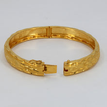 將圖片載入圖庫檢視器 24K Solid Yellow Gold Double Happiness Phoenix Dragon Bangle 17 Grams 9999