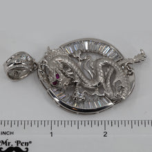 Load image into Gallery viewer, 14K Solid White Gold Cubic Zirconia Dragon Pendant 29.4 Grams
