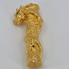 將圖片載入圖庫檢視器 24K Solid Yellow Gold Zodiac 3D Dragon Hollow Column Pendant 12.1 Grams