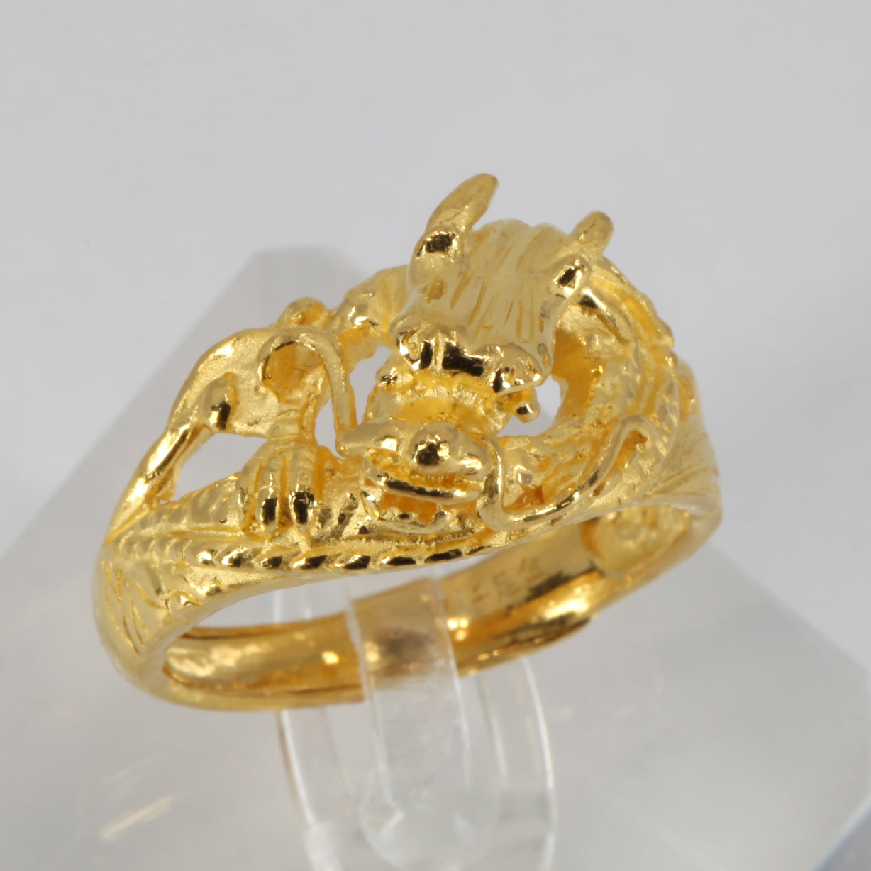 24K Solid Yellow Gold Men Women Dragon Ring Band 11.3 Grams