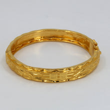 將圖片載入圖庫檢視器 24K Solid Yellow Gold Double Happiness Phoenix Dragon Bangle 17 Grams 9999