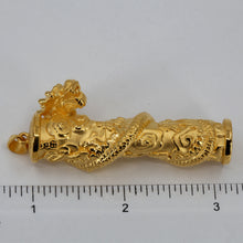 將圖片載入圖庫檢視器 24K Solid Yellow Gold Zodiac 3D Dragon Hollow Column Pendant 12.1 Grams