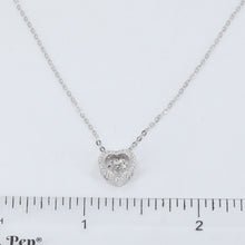 Load image into Gallery viewer, 18K Solid White Gold Round Link Chain Necklace with Diamond Heart Pendant 18&quot; D0.03 CT
