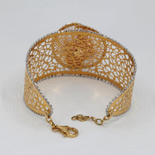 Load image into Gallery viewer, 18K Solid Yellow White Gold Woman Mesh Fashion Design Soft Bangle 18.8 Grams
