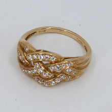 Load image into Gallery viewer, 14K Yellow Gold Cubic Zirconia Woman Braided Cocktail Ring 4.3 Grams
