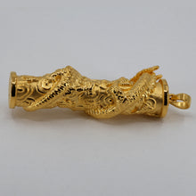 將圖片載入圖庫檢視器 24K Solid Yellow Gold Zodiac 3D Dragon Hollow Column Pendant 12.1 Grams