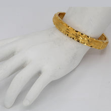 將圖片載入圖庫檢視器 24K Solid Yellow Gold Double Happiness Phoenix Dragon Bangle 17 Grams 9999