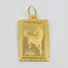 將圖片載入圖庫檢視器 24K Solid Yellow Gold Rectangular Zodiac Horse Heavy Pendant 21.1 Grams