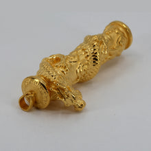 將圖片載入圖庫檢視器 24K Solid Yellow Gold Zodiac 3D Dragon Hollow Column Pendant 12.1 Grams