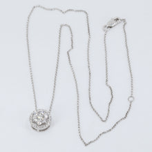 Load image into Gallery viewer, 14K Solid White Gold Round Link Chain Necklace with Diamond Pendant 16&quot; or 18&quot; D0.65CT
