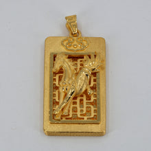 將圖片載入圖庫檢視器 24K Solid Yellow Gold Zodiac 3D Horse Rectangular Pendant 21.7 Grams