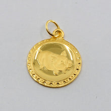 Load image into Gallery viewer, 24K Solid Yellow Gold Round Zodiac Pig Hollow Pendant 0.9 Grams
