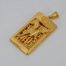 將圖片載入圖庫檢視器 24K Solid Yellow Gold Zodiac 3D Horse Rectangular Pendant 21.7 Grams