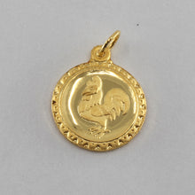 Load image into Gallery viewer, 24K Solid Yellow Gold Round Zodiac Rooster Chicken Hollow Pendant 1.0 Grams
