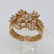 Load image into Gallery viewer, 14K Yellow Gold Cubic Zirconia Woman Flower Cocktail Ring 5.2 Grams
