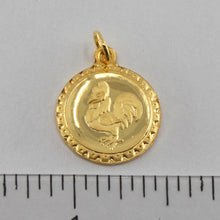 Load image into Gallery viewer, 24K Solid Yellow Gold Round Zodiac Rooster Chicken Hollow Pendant 1.0 Grams
