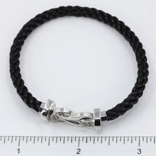 Load image into Gallery viewer, 18K White Gold Diamond Black Leather Bracelet D0.36 CT
