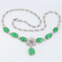 Load image into Gallery viewer, 18K White Gold Diamond Jade Necklace D2.14CT
