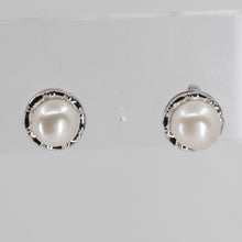 Load image into Gallery viewer, 14K White Gold White Pearl Stud Earrings 2.8 Grams
