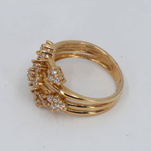 Load image into Gallery viewer, 14K Yellow Gold Cubic Zirconia Woman Flower Cocktail Ring 5.2 Grams
