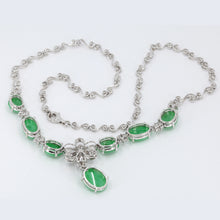 Load image into Gallery viewer, 18K White Gold Diamond Jade Necklace D2.14CT
