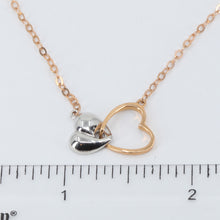 Load image into Gallery viewer, 18K Solid Rose White Gold Round Link Chain Necklace with Heart Pendant 16&quot; 3.1 Grams

