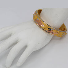 將圖片載入圖庫檢視器 24K Solid Yellow Gold Dragon Phoenix Mandarin Ducks Bangle 19.43 Grams 9999