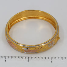 將圖片載入圖庫檢視器 24K Solid Yellow Gold Dragon Phoenix Mandarin Ducks Bangle 19.43 Grams 9999