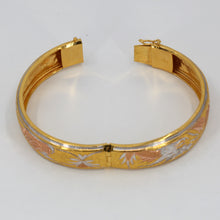 將圖片載入圖庫檢視器 24K Solid Yellow Gold Dragon Phoenix Mandarin Ducks Bangle 19.43 Grams 9999
