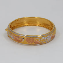 將圖片載入圖庫檢視器 24K Solid Yellow Gold Dragon Phoenix Mandarin Ducks Bangle 19.43 Grams 9999