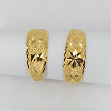 Load image into Gallery viewer, 24K Solid Yellow Gold Star Hoop Earrings 2.4 Grams
