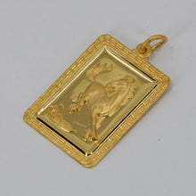 將圖片載入圖庫檢視器 24K Solid Yellow Gold Zodiac Horse Rectangular Pendant 14.3 Grams