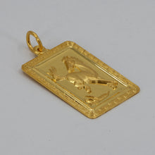 將圖片載入圖庫檢視器 24K Solid Yellow Gold Zodiac Horse Rectangular Pendant 14.3 Grams