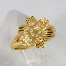 Load image into Gallery viewer, 24K Solid Yellow Gold Women Flower Adjustable Ring Band 4.5 Grams
