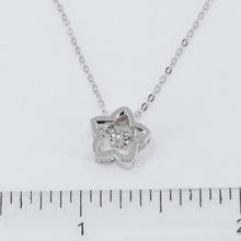 Load image into Gallery viewer, 18K Solid White Gold Round Link Chain Necklace with Diamond Star Pendant 18&quot; D0.02 CT
