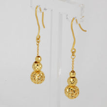 Load image into Gallery viewer, 24K Solid Yellow Gold Triple Sphere Hanging Earrings 5.2 Grams

