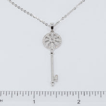 Load image into Gallery viewer, 18K Solid White Gold Round Link Chain Necklace with Diamond Key Pendant 18&quot; D0.17 CT
