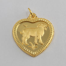 將圖片載入圖庫檢視器 24K Solid Yellow Gold Heart Zodiac Sheep Goat Hollow Pendant 2.6 Grams