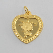 將圖片載入圖庫檢視器 24K Solid Yellow Gold Heart Zodiac Sheep Goat Hollow Pendant 1.7 Grams