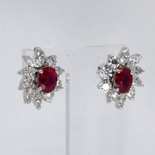 Load image into Gallery viewer, 18K Solid White Gold Diamond Stud Ruby Earrings D3.62 CT
