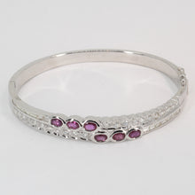 Load image into Gallery viewer, 14K Solid White Gold Diamond Ruby Bangle R2.50 CT
