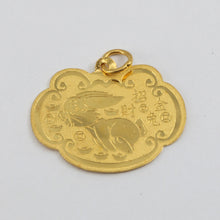 將圖片載入圖庫檢視器 24K Solid Yellow Gold Longevity Lock Zodiac Rabbit Pendant 2.2 Grams