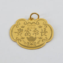將圖片載入圖庫檢視器 24K Solid Yellow Gold Longevity Lock Zodiac Rabbit Pendant 2.2 Grams